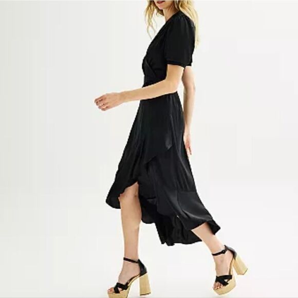 Women's Nine West Ruffled Wrap Midi Dress - Picture 3 of 6